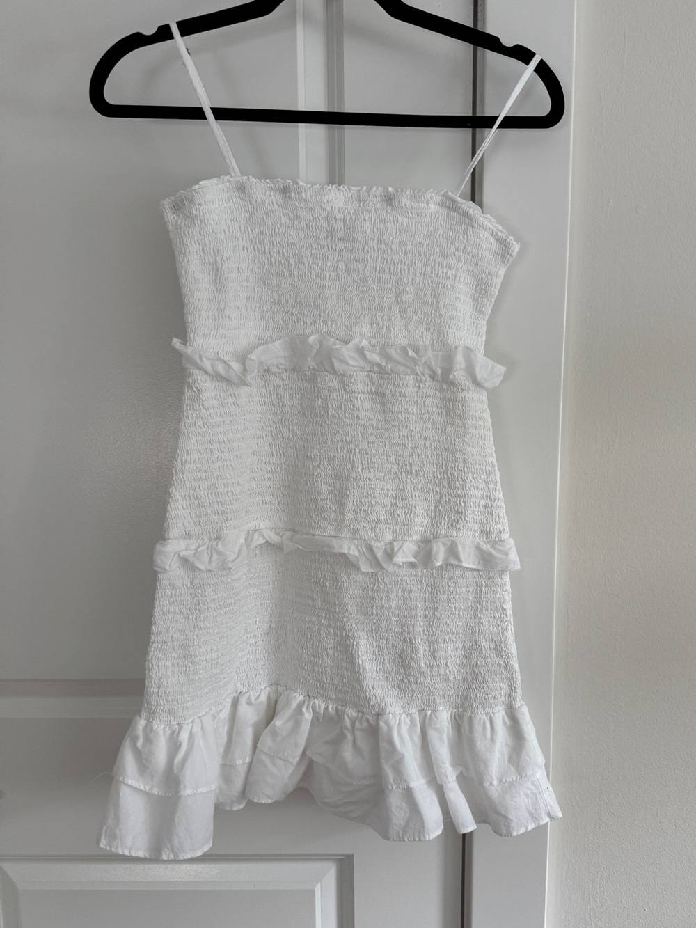 1. STATE Smocked Mini Dress in Ultra White M